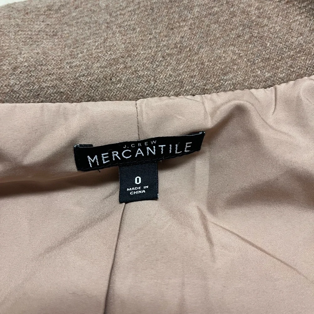 J. Crew Mercantile size 0 Tan 46% wool City Coat